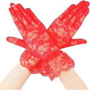 Women Red Gloves Short Bridal Wedding Party Opera Fashion Halloween Cosplay